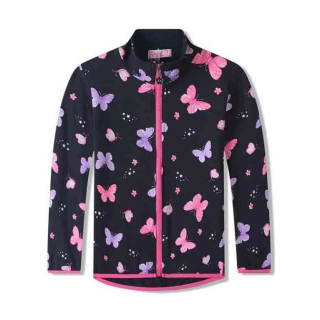 Dívčí mikina na zip s motýly Kugo SM3537 tmavě modrá